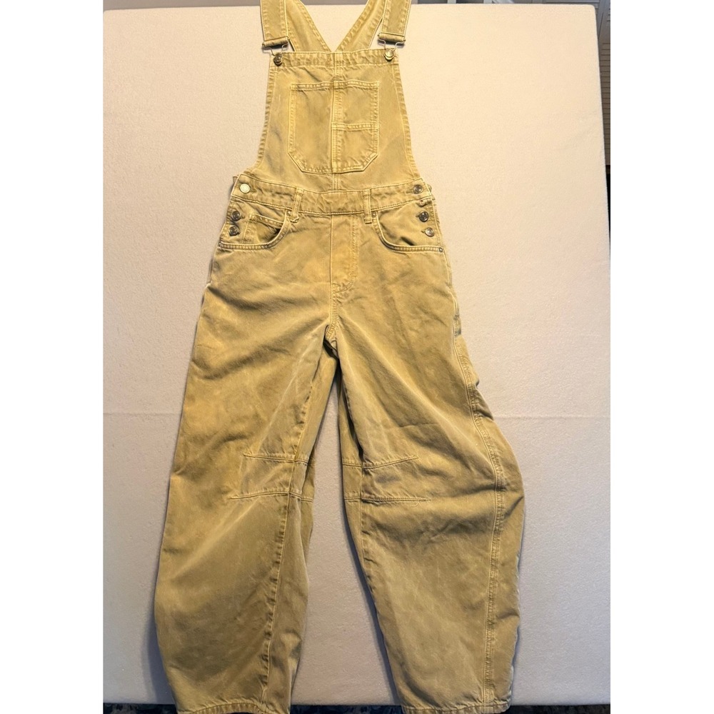 We The Free Good Luck Overall Jumpsuit Discontinued Tan Khaki Color Women XS